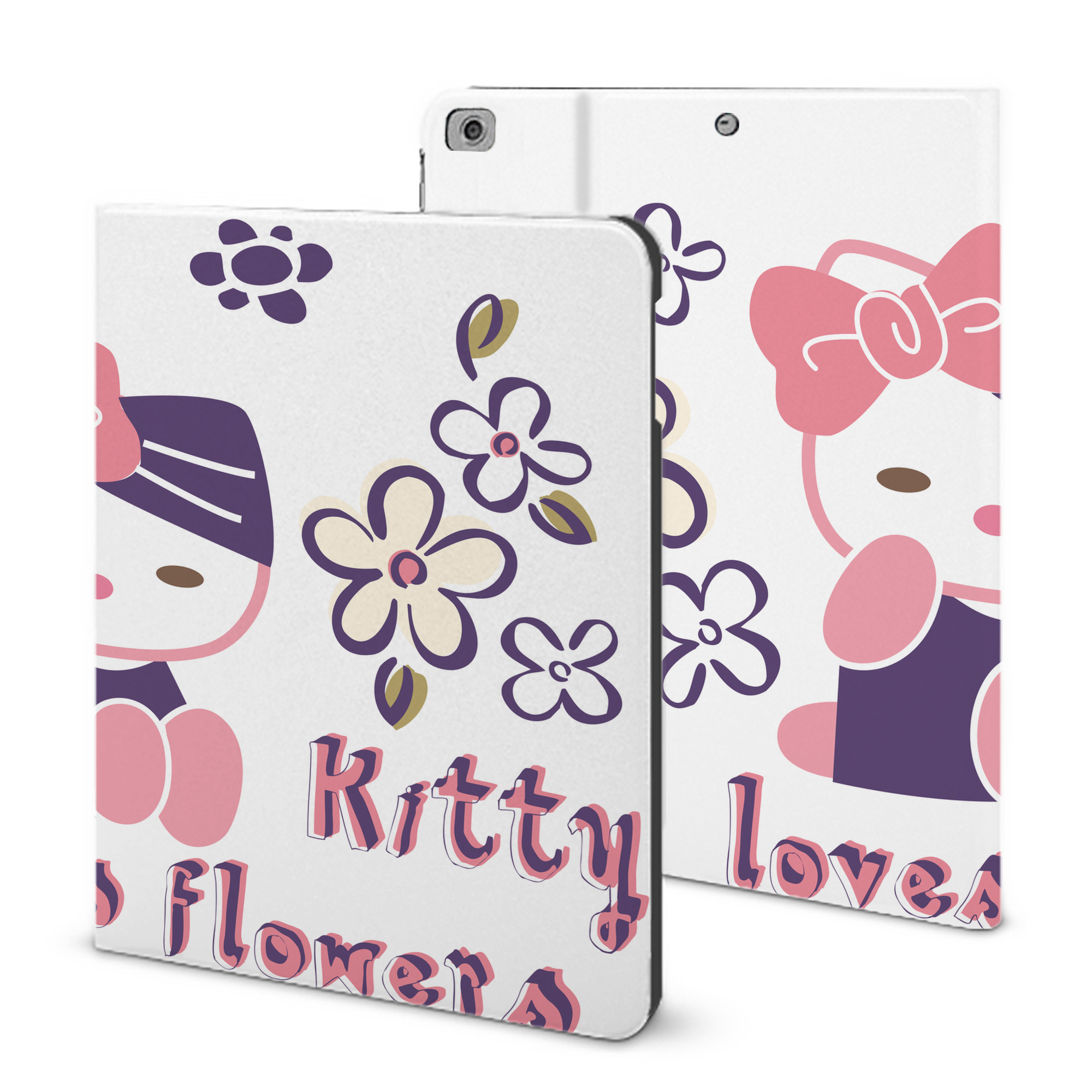 （画像用） Hello Kitty ハローキティ IPad ケース ブック型 PUレザー TPU 耐衝撃 軽量 薄型 ペン収納なし 全面保護 IPad 各モデル対応